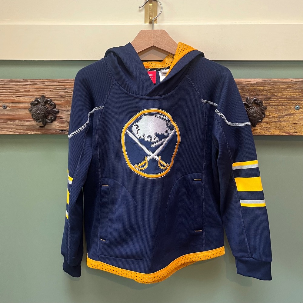 Reebok Buffalo Sabres NHL Kids Hoodie Small 8 Navy Blue Face Off Collection